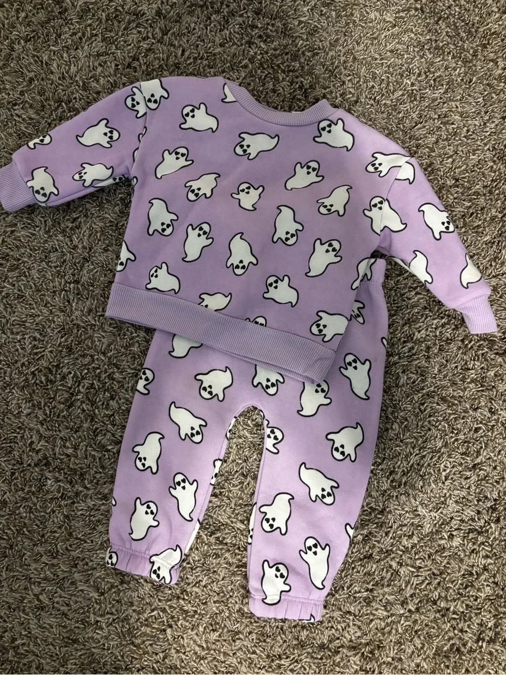 Baby Girl Ghost/Halloween Print Sweat Set, Lavender, 6-9 Months